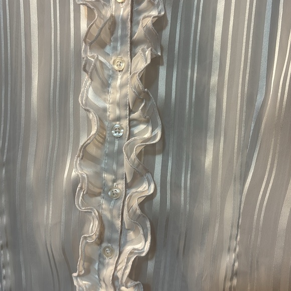 Me George by Mark Eisen sheer ruffle button down size large - Picture 2 of 5